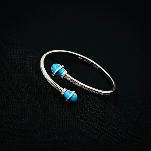 Fabulous "Twisted Curls" Blue Gemstone Kada for Her - Image 3