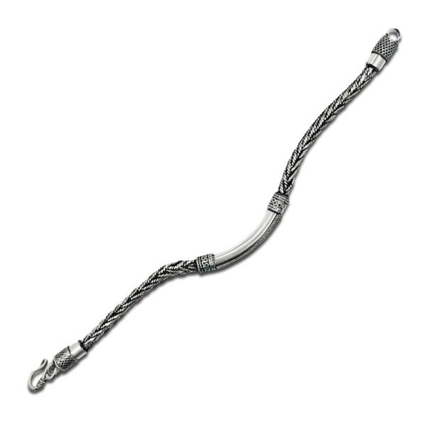 Front Image view for Vintage Stylish Oxidised Silver Bracelet for Men