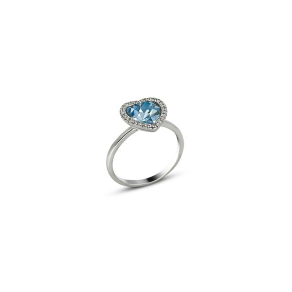 Vintage Sky Blue Heart Stone Silver Ring for Girls - Image 2