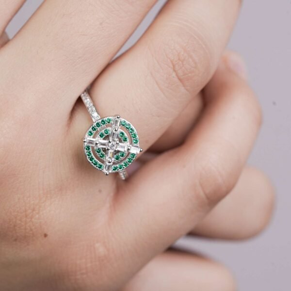 Sterling Silver Sphere's Dazzle Green Gemstone Ring for Girls - Image 3