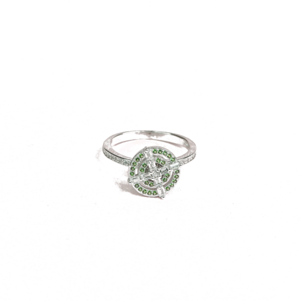 Sterling Silver Sphere's Dazzle Green Gemstone Ring for Girls