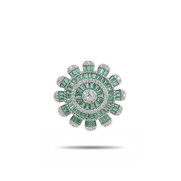 Radiant Green Gemstone Designer Silver Cocktail Ring for Her