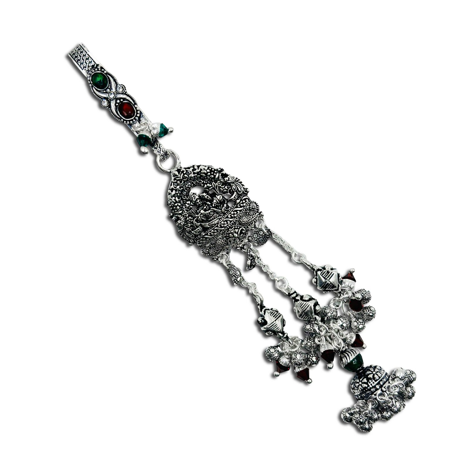 Vintage "Radha-Krishna" Oxidised Silver Chabi Challa for Ladies