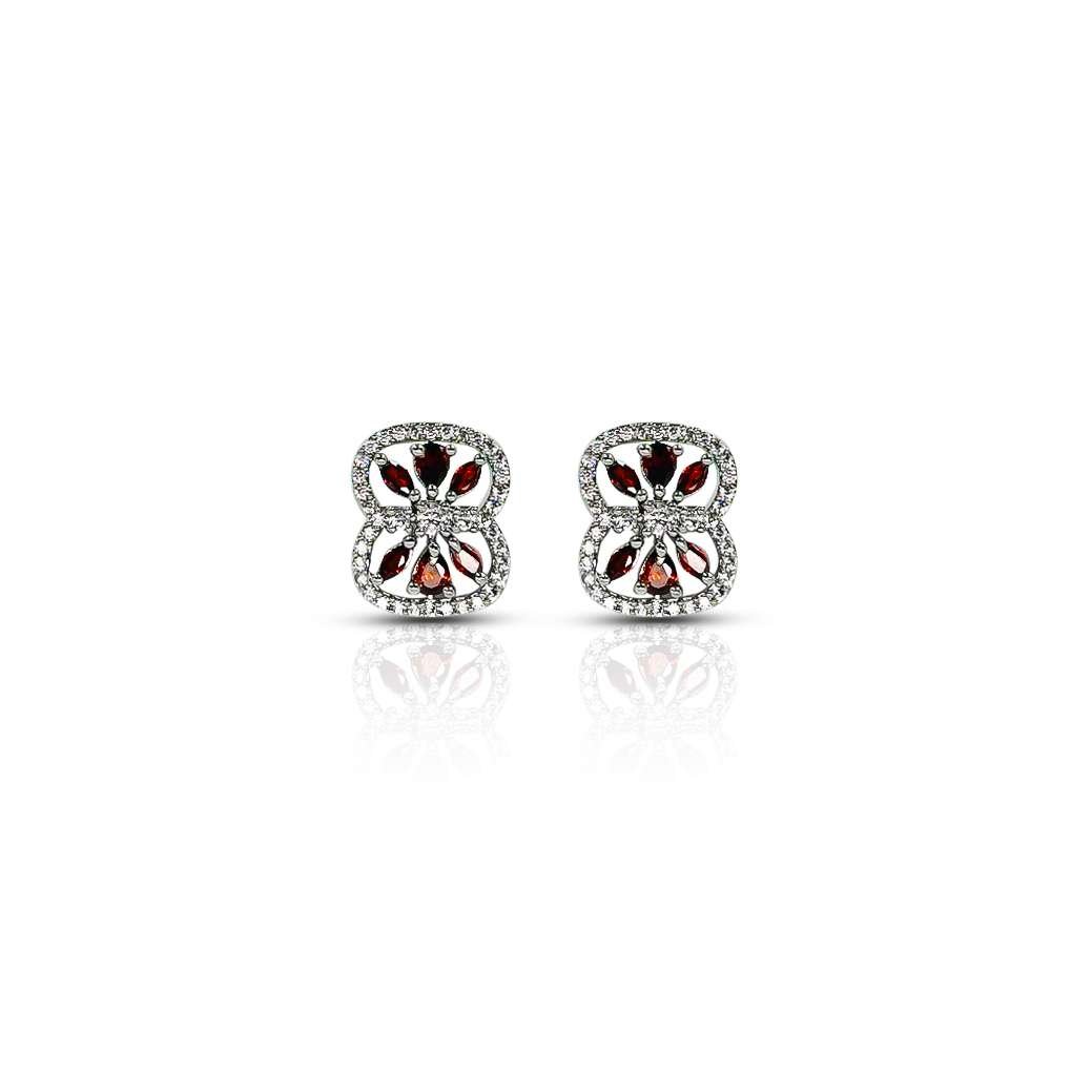 Alluring "Garnet Radiance" CZ SIlver Studs for Her