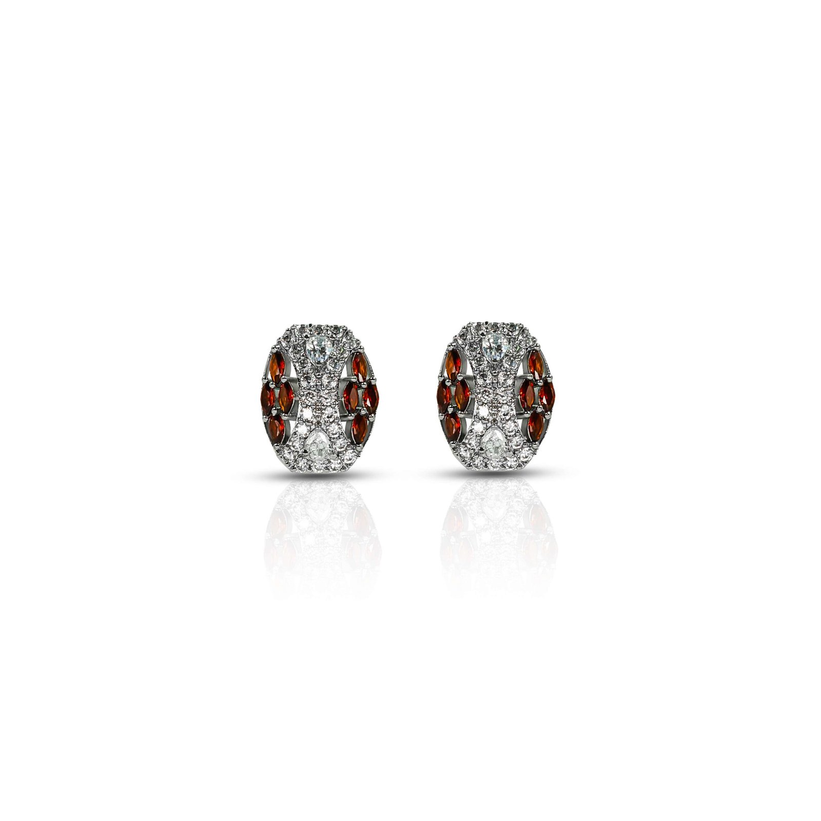 Radiant "Scarlet Sparkle" Oval Simulated Garnet Earrings for Her