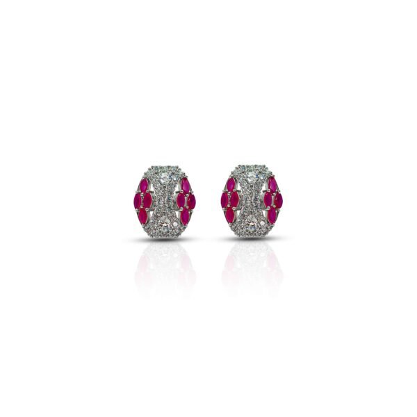 Vibrant "Scarlet Sparkle" Pink Gems Silver Earrings for Her