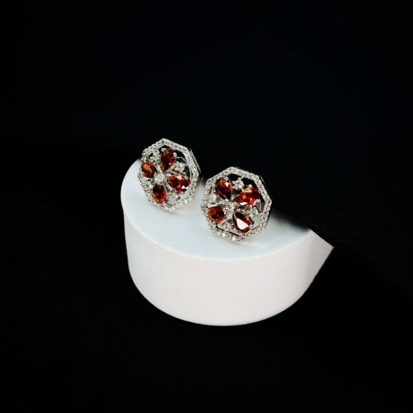 Delicate Simulated Garnet Stud Earrings for Women - Image 3