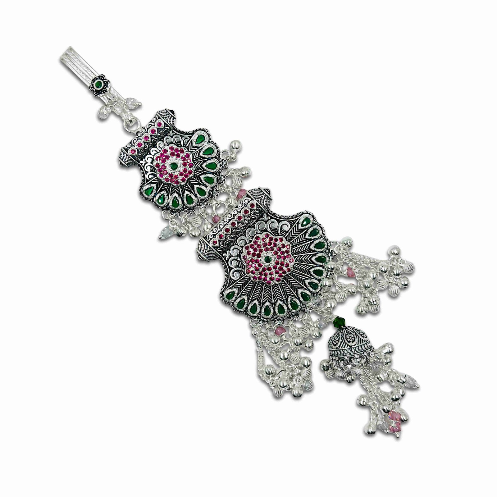 Vibrant Floral Charm Silver Chabi Challa for Women