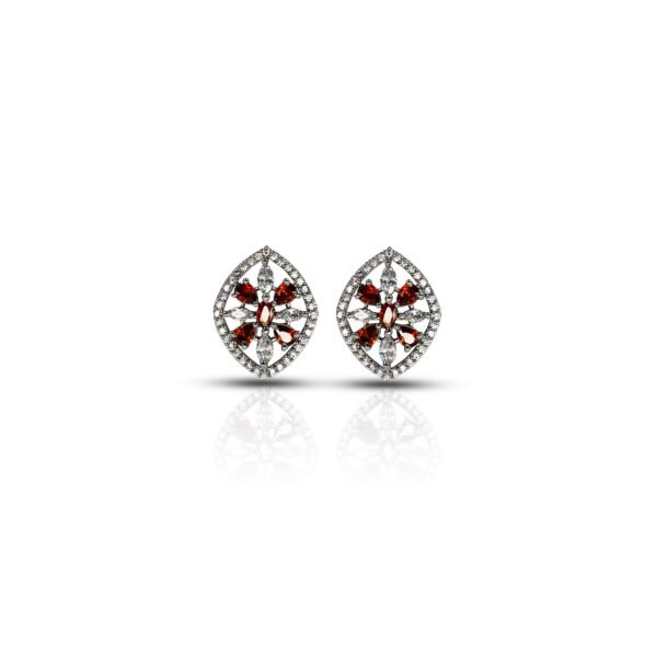 Shiny "Candel" Simulated Garnet Oval Ear Studs for Girls