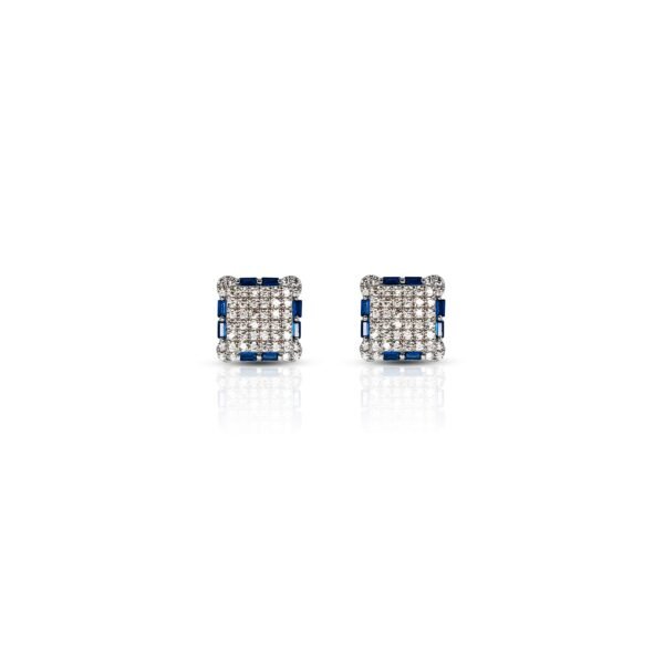 Cool "Blue Dazzle" Square CZ Ear Studs for Girls