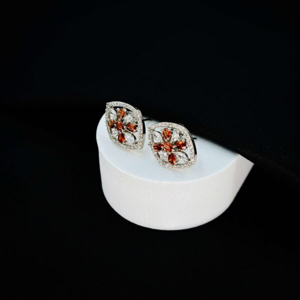 Shiny "Candel" Simulated Garnet Oval Ear Studs for Girls - Image 3