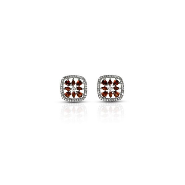 Classy "Sterling Glare" Artificial Garnet Ear Studs for Her