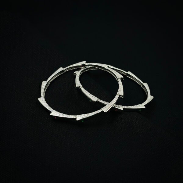 92.5 Silver Bangles With Silver Gems For Women - Image 3