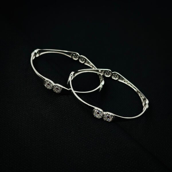 Silver Italic Design Bangles For Women - Image 3