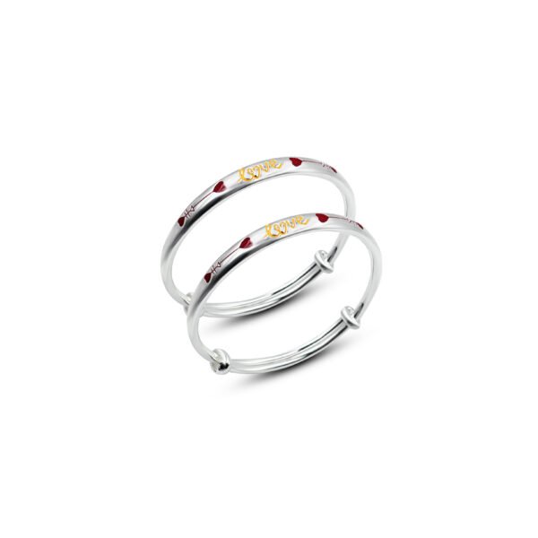 Sparkling 999 Baby Rainbow Silver Bangles Set