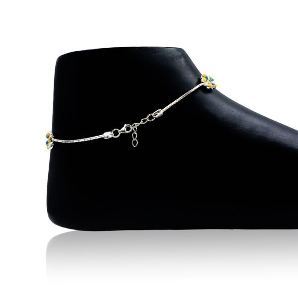 Serene Sparkle Womens Silver Anklet - Image 3