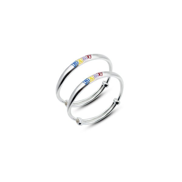 Elegant 999 Baby Silver Bangles with Rainbow Hues