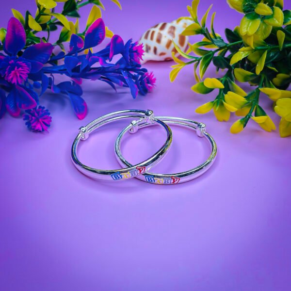 Elegant 999 Baby Silver Bangles with Rainbow Hues - Image 2