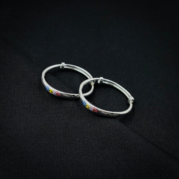 Elegant 999 Baby Silver Bangles with Rainbow Hues - Image 3
